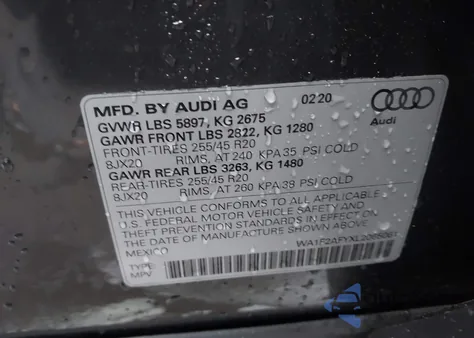 2020 Audi Q5 Prestige 55 Tfsi E Quattro S Tronic z USA, uszkodzony, nr VIN WA1F2AFYXL2065061